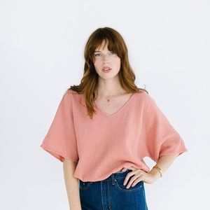 Sunday Gauze Dolman Top in Clay Small